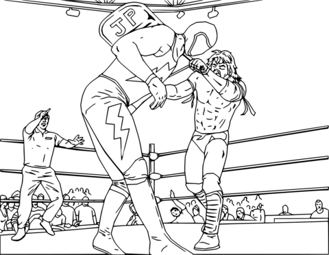 Wwe Wrestling Fight  Coloring Page